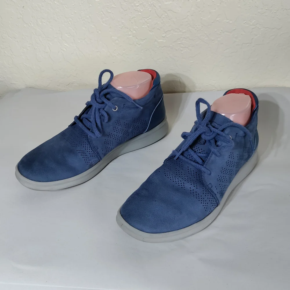 UGG Men's Larken Navy Suede Perforated Leather Lace-Up Sneakers‎